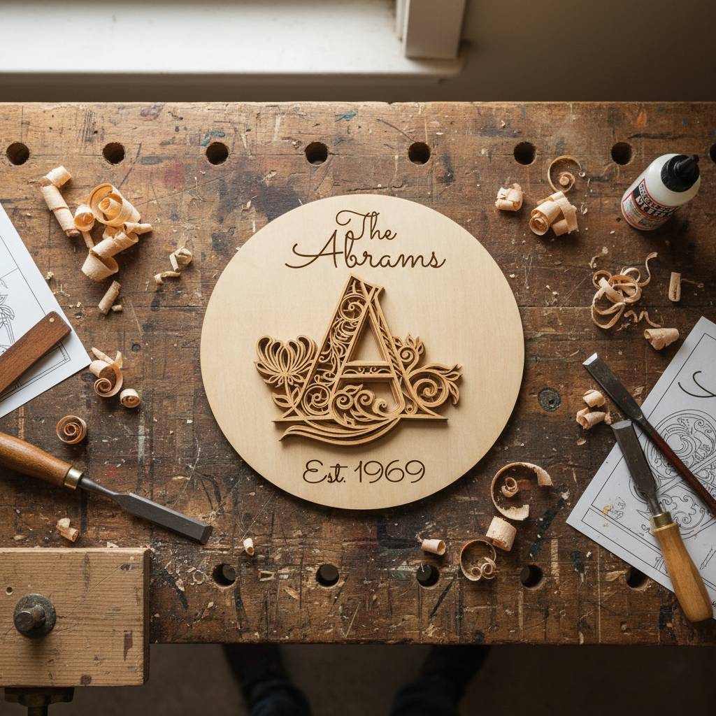 Round Wooden Name Sign