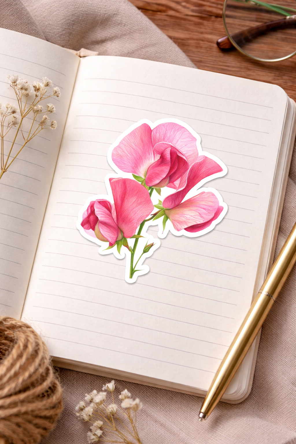 Pink Sweetpea Bloom Sticker