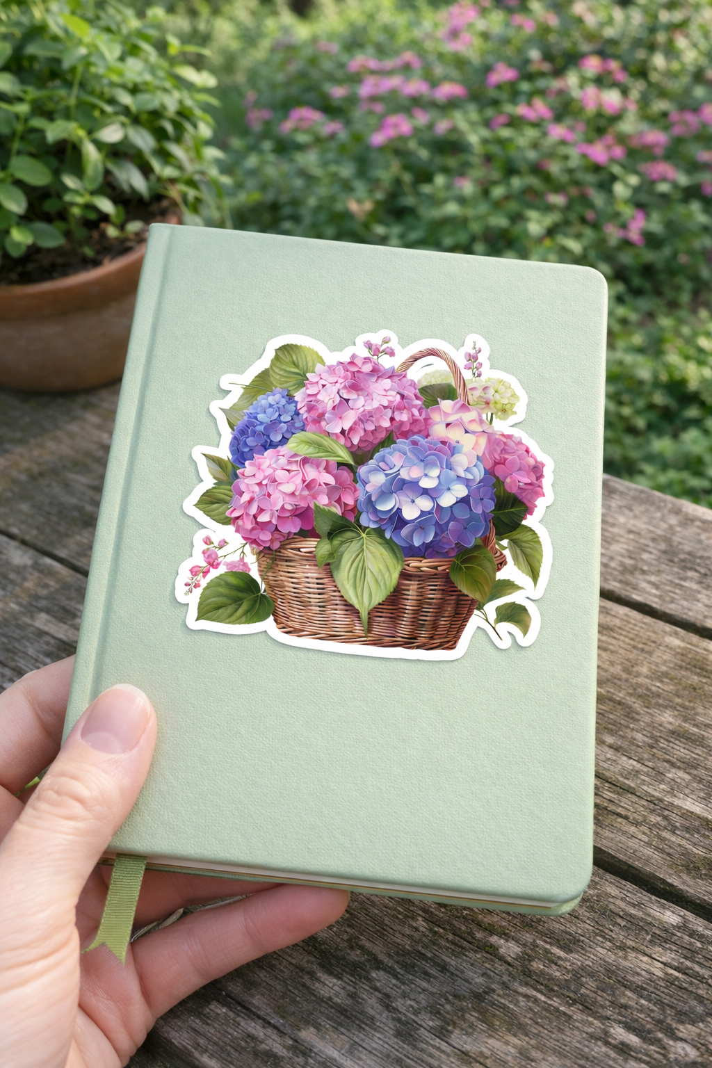 Hydrangea Basket Sticker