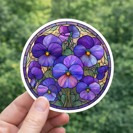 Stained Glass Style Pansy Sticker