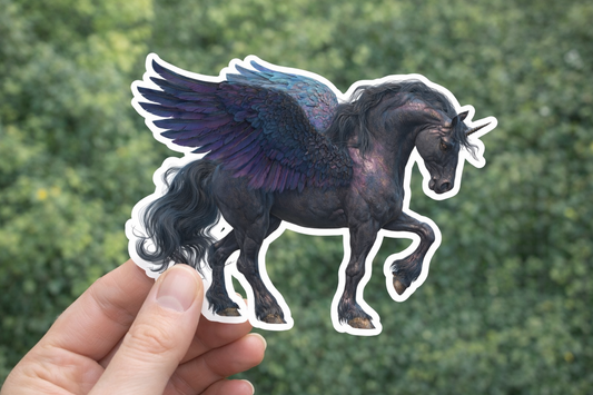 Black Pegasus Horse Sticker