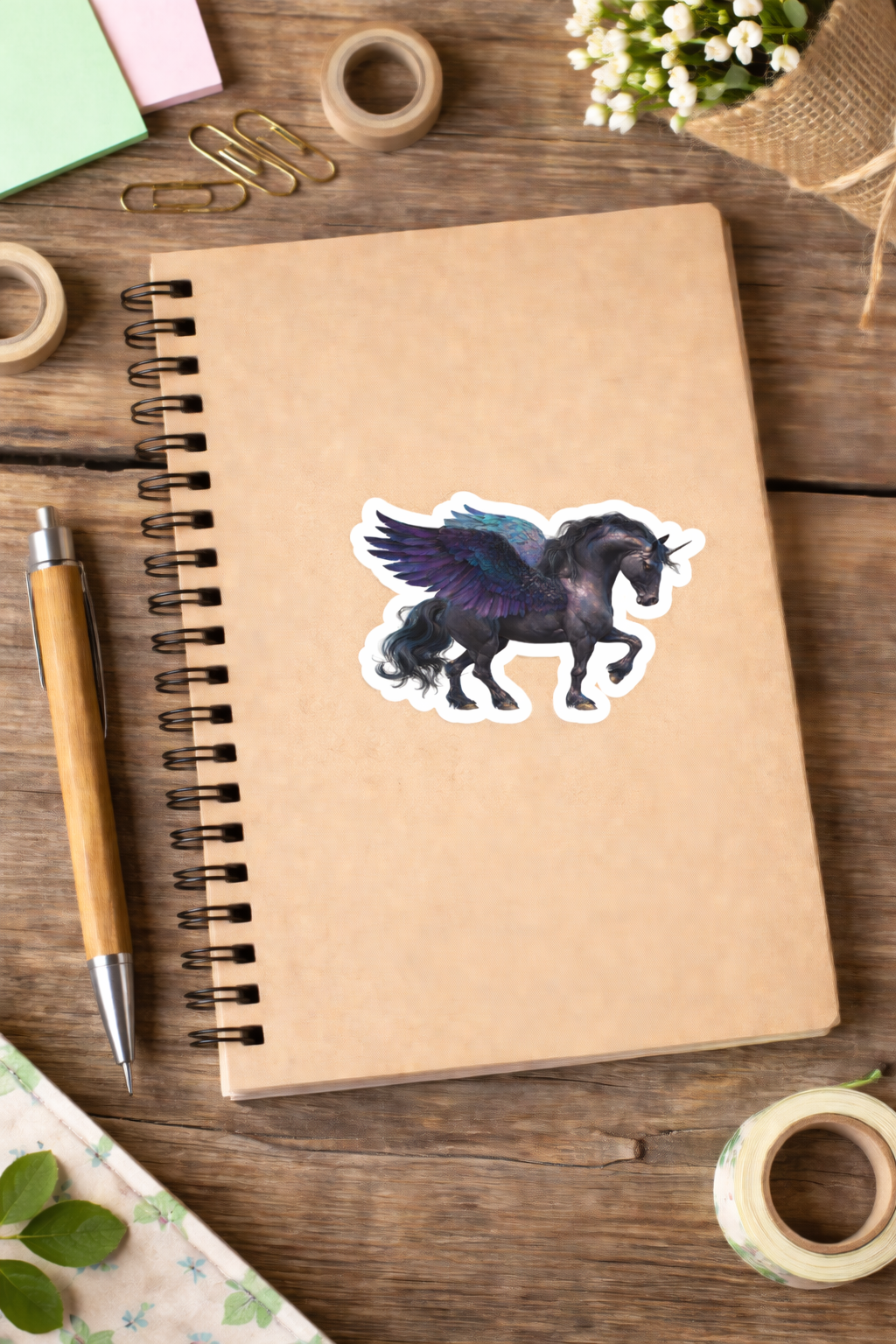 Black Pegasus Horse Sticker