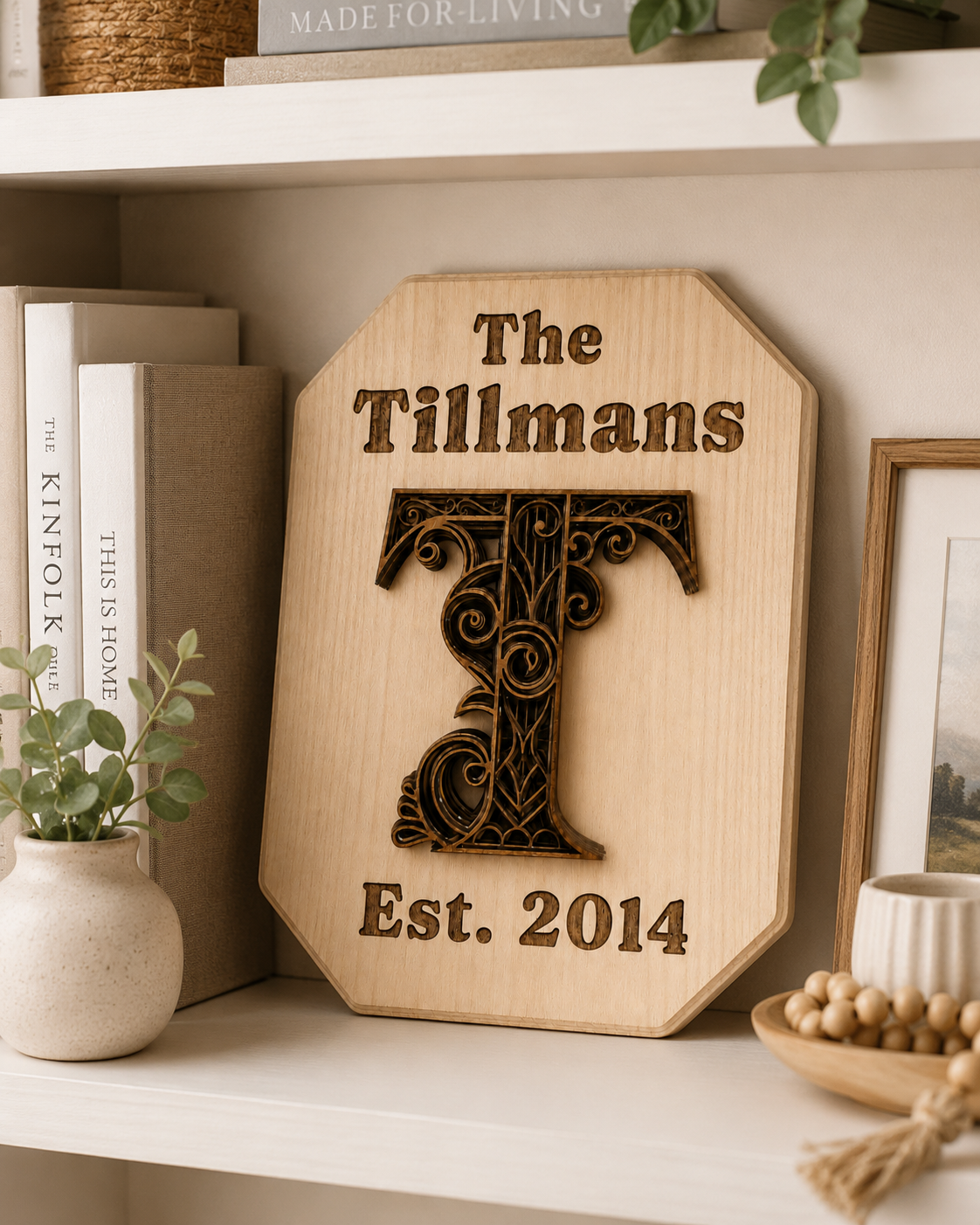 Custom Layered Wooden Name Sign- Octagonal