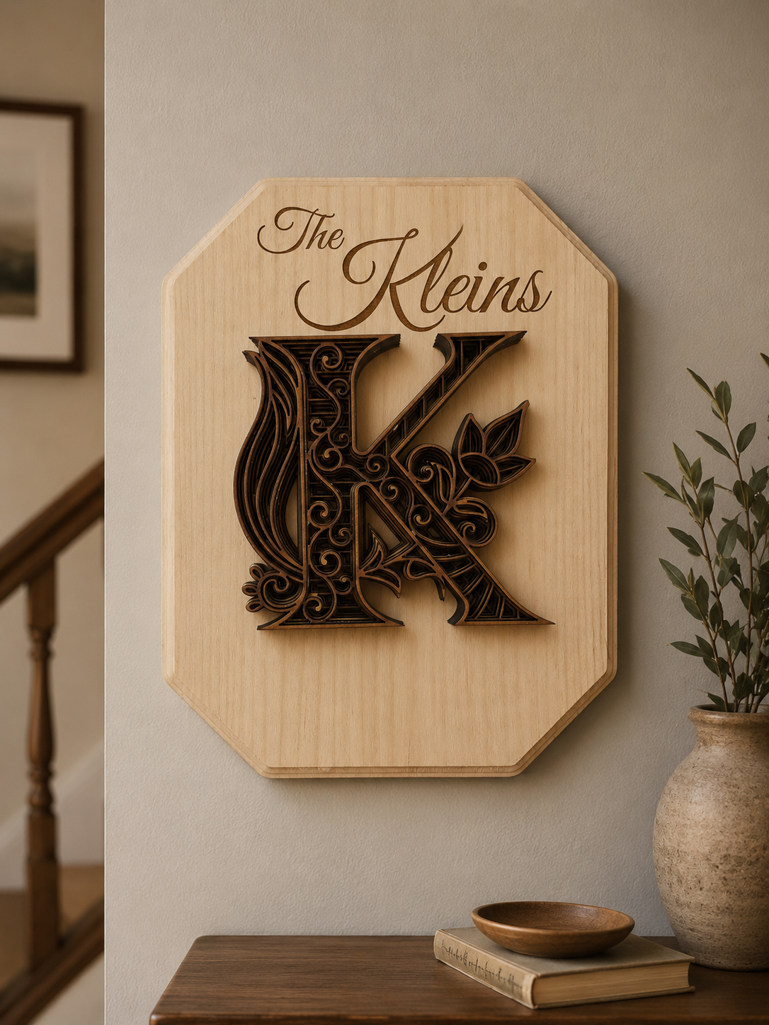 Custom Layered Wooden Name Sign- Octagonal