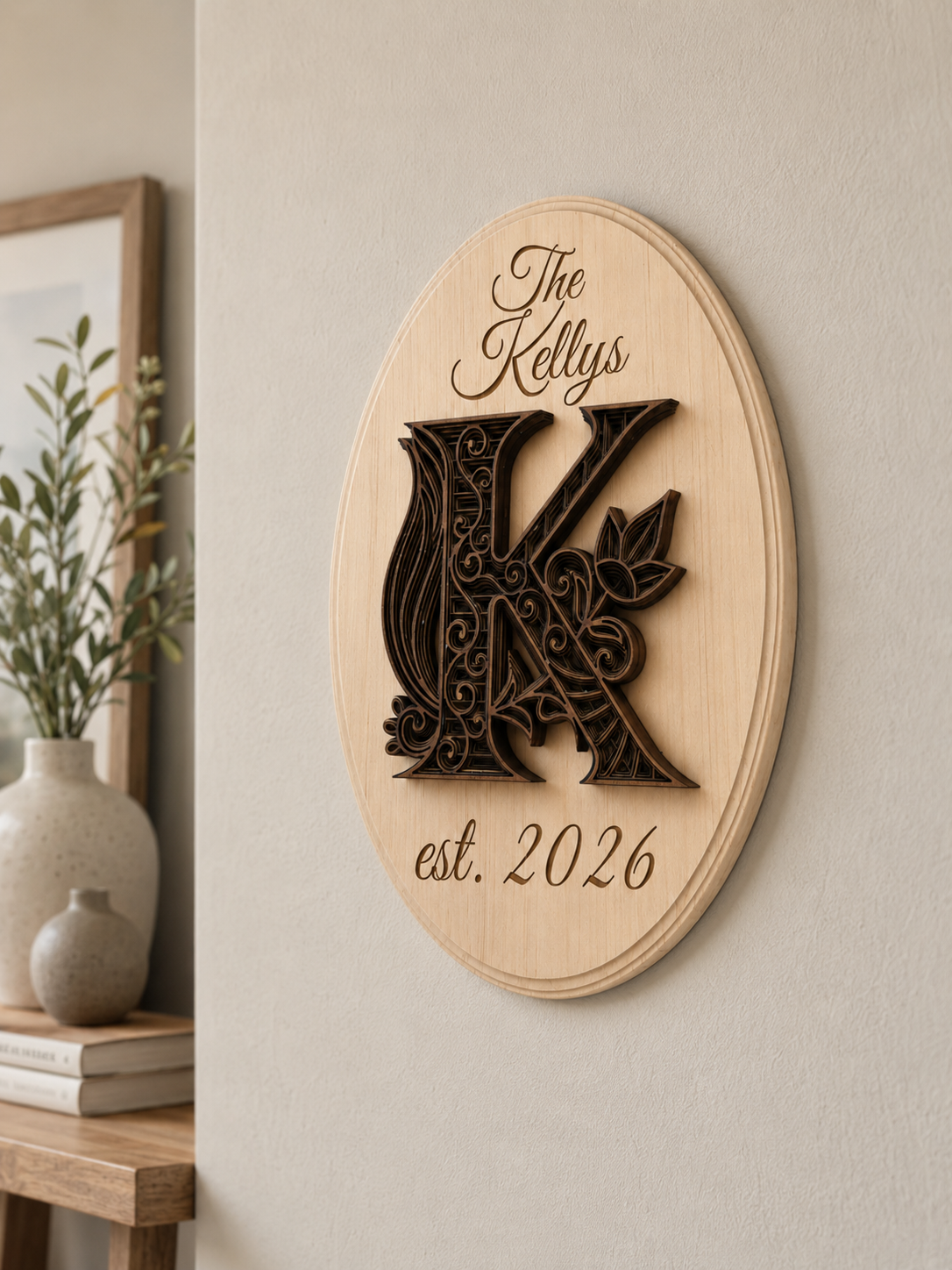 Custom Layered Wooden Name Sign- Oval