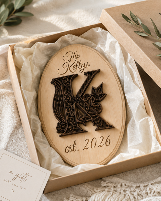 Custom Layered Wooden Name Sign- Oval