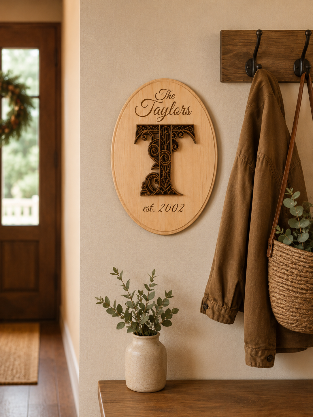 Custom Layered Wooden Name Sign- Oval