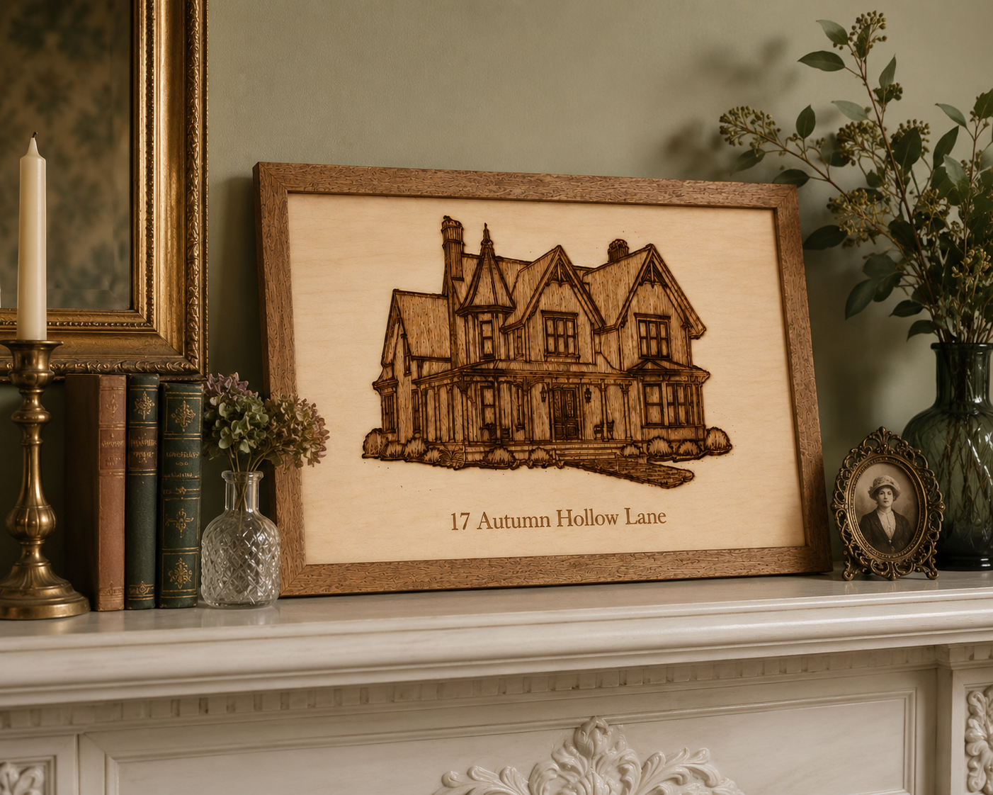 Custom House Portrait – Personalized Engraved Wood Wall Art