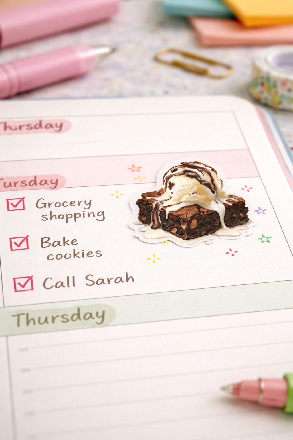 Brownie and Ice Cream Sticker