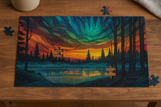Stained Glass Aurora Borealis Jigsaw Puzzle (252, 500,1000-Piece)
