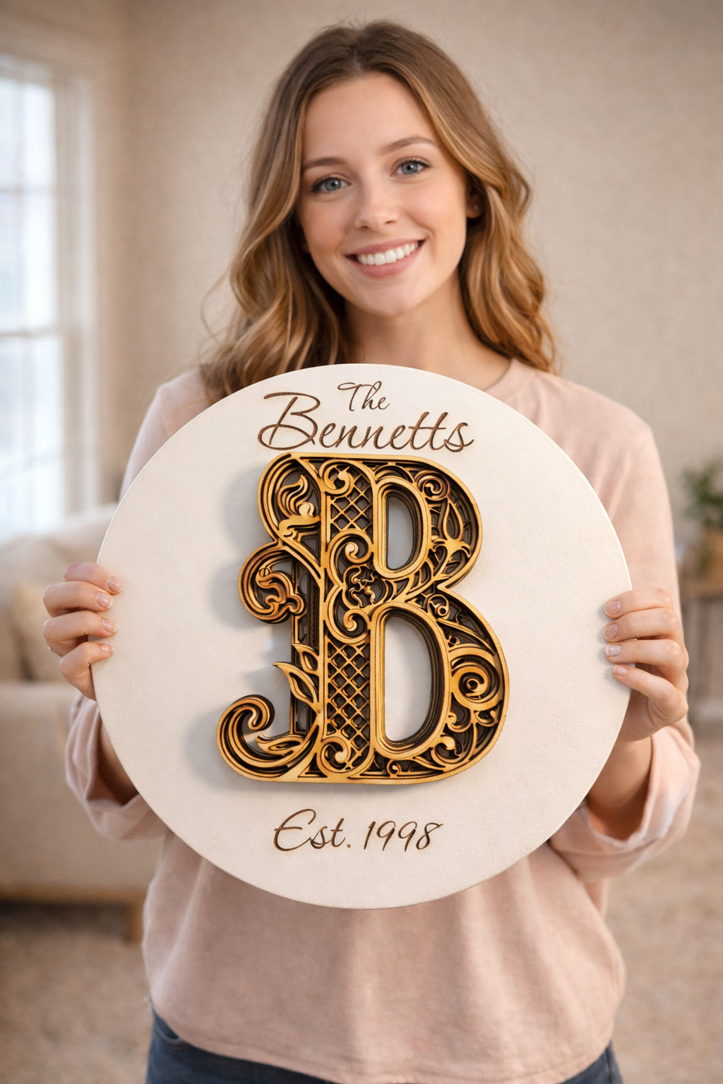 Round Wooden Name Sign