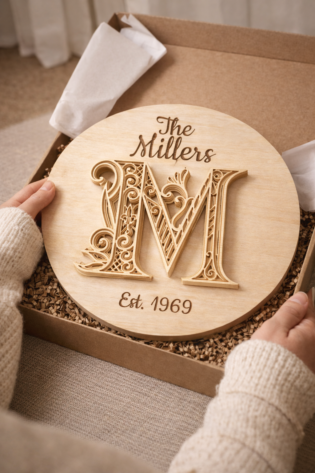 Round Wooden Name Sign