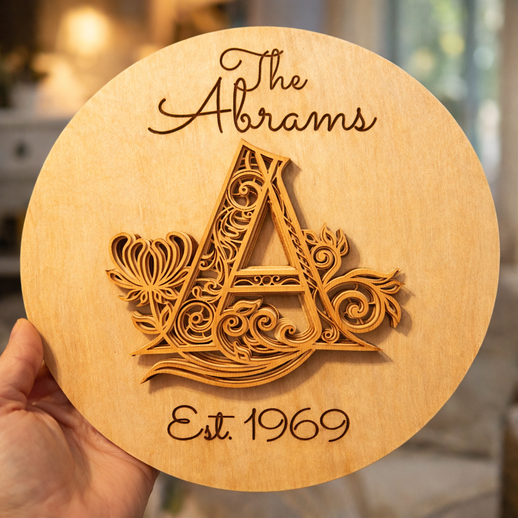 Round Wooden Name Sign