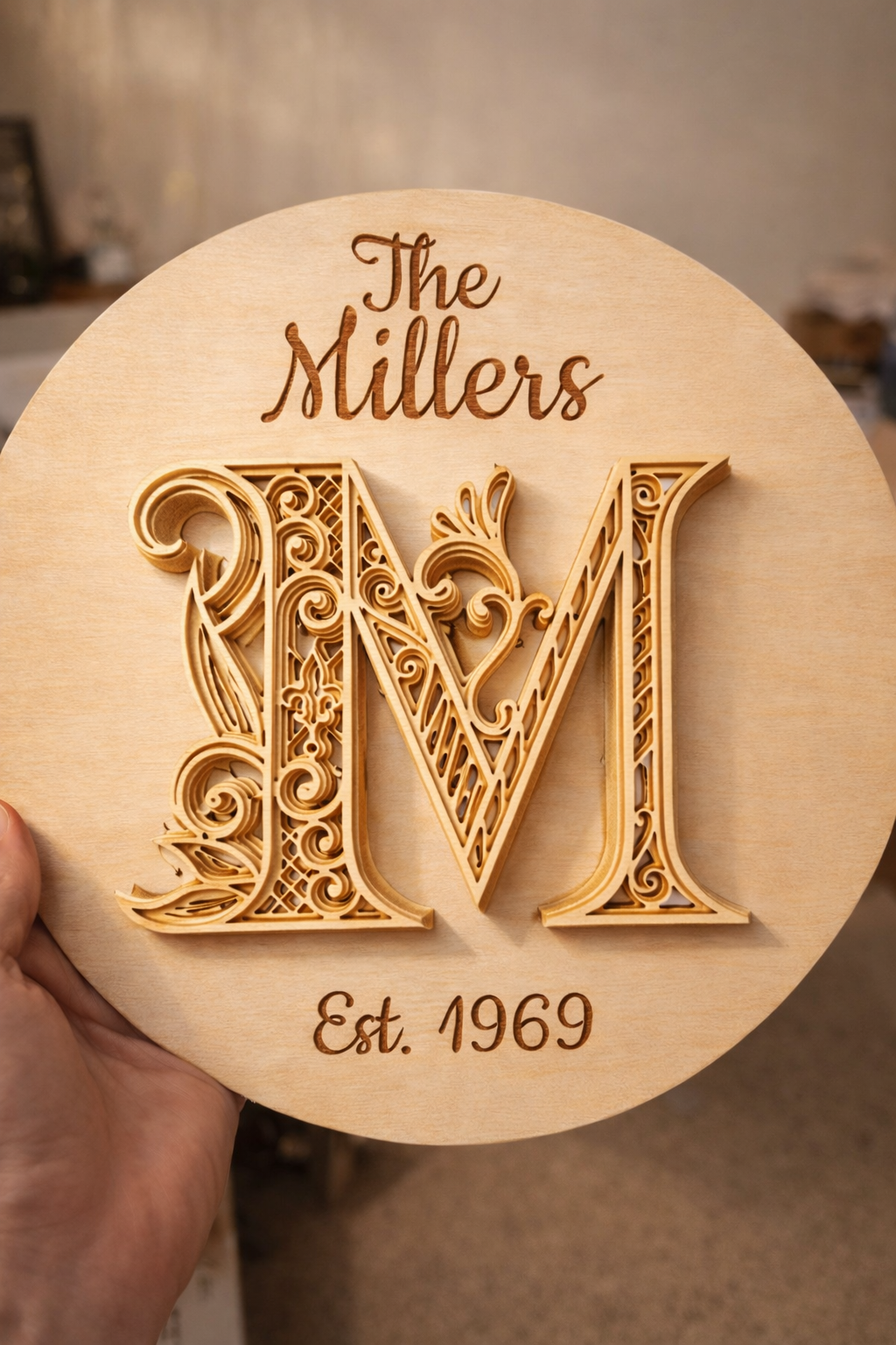 Round Wooden Name Sign