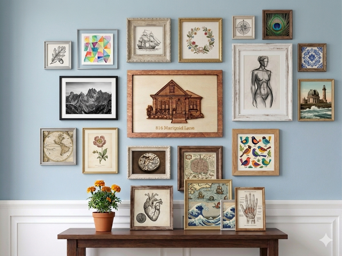 Custom House Portrait – Personalized Engraved Wood Wall Art
