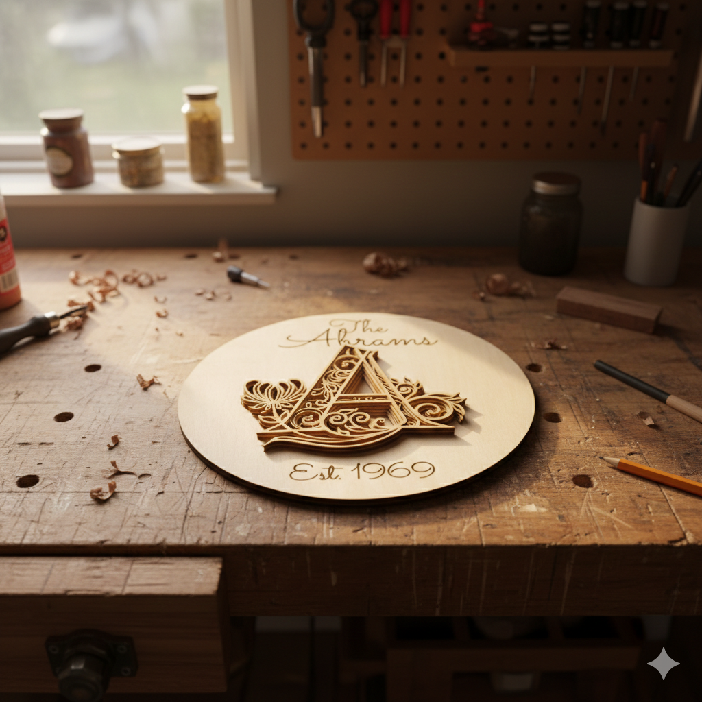 Round Wooden Name Sign