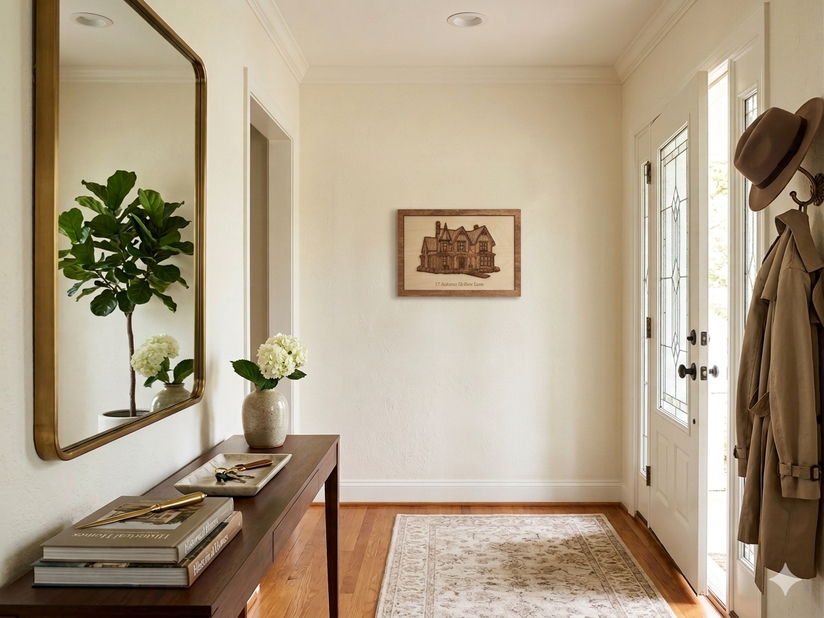 Custom House Portrait – Personalized Engraved Wood Wall Art