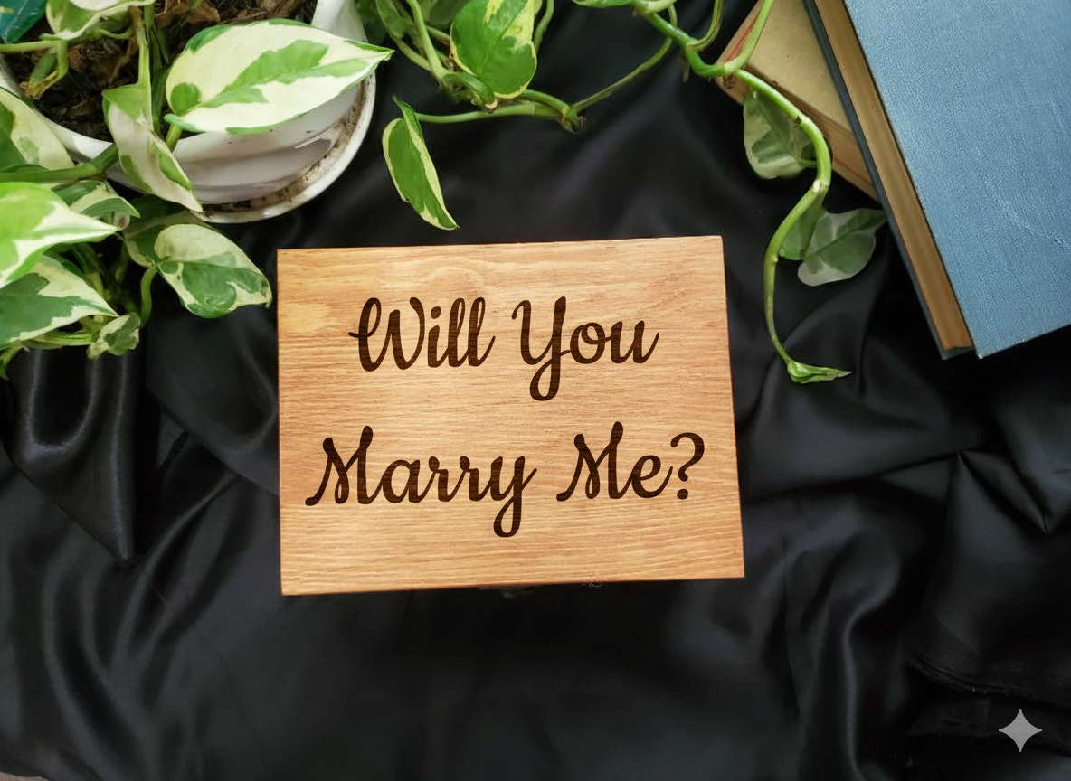 Laser Etched Will You Marry Me Wooden Box