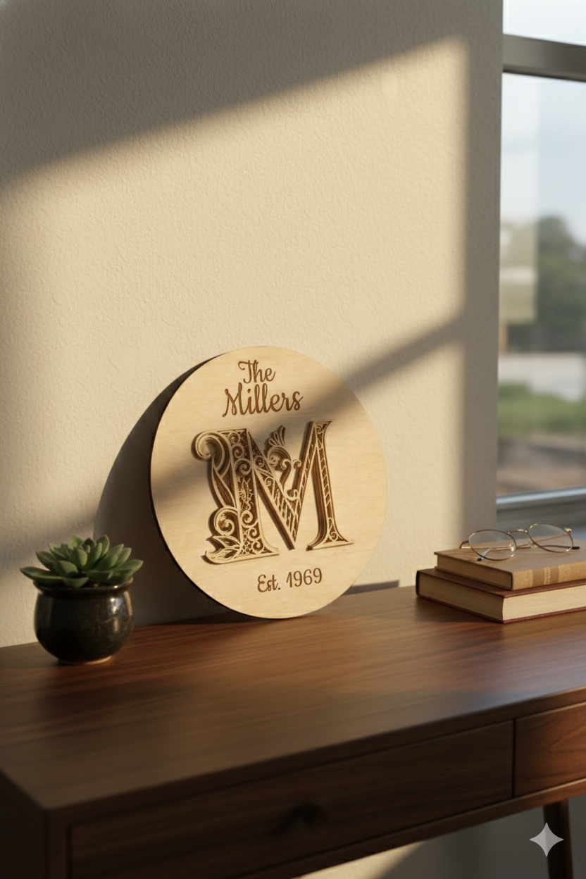 Round Wooden Name Sign