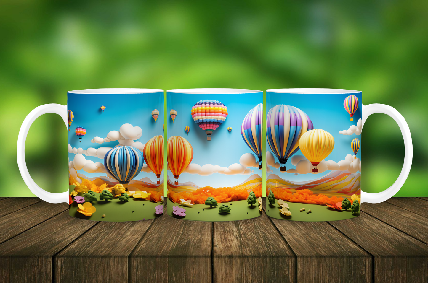 3D Paper Quilled Hot Air Balloon Mug  - 11 oz Ceramic Mug -