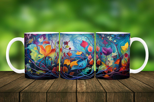 Flower Fantasy Mug - 11pz Ceramic Mug - Sea Siren Mug