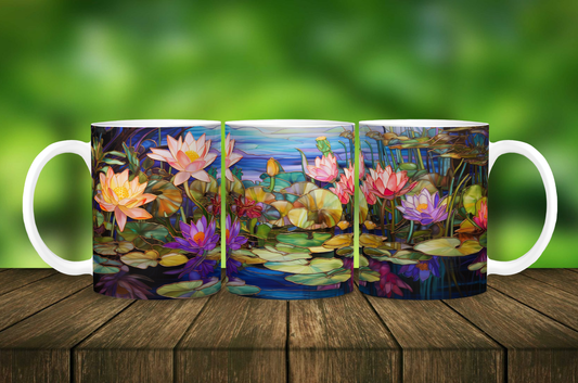 Stained Glass Water Lily Mug