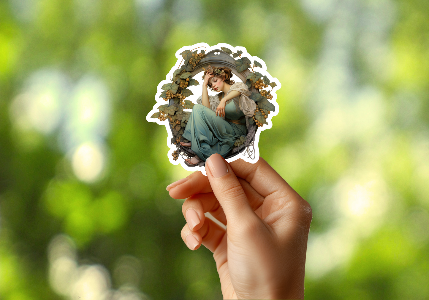 Beautiful Woman with Grapes Sticker