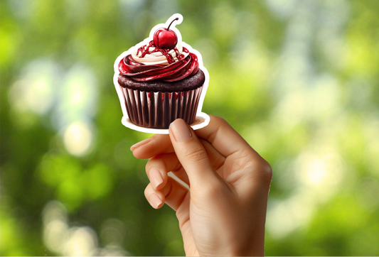 Chocolate Cherry Cupcake Sticker