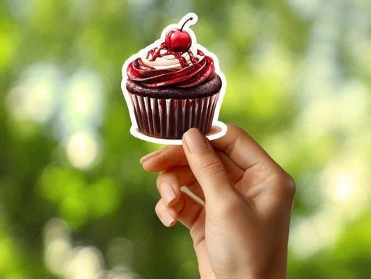 Chocolate Cherry Cupcake Sticker