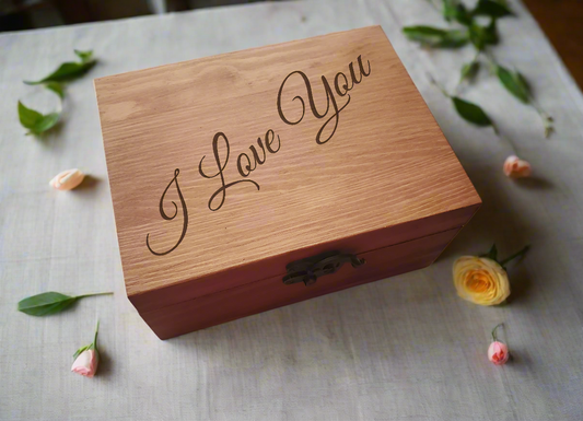 Laser Etched I Love You Wooden Box