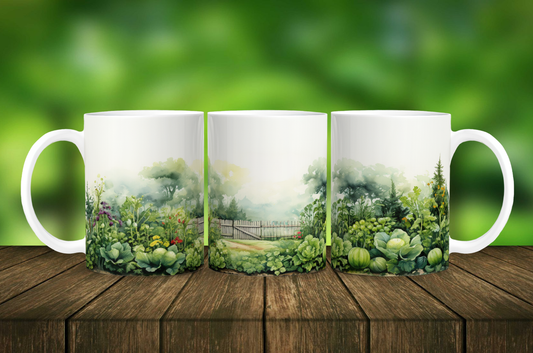 Green Garden Mug - 11pz Ceramic Mug