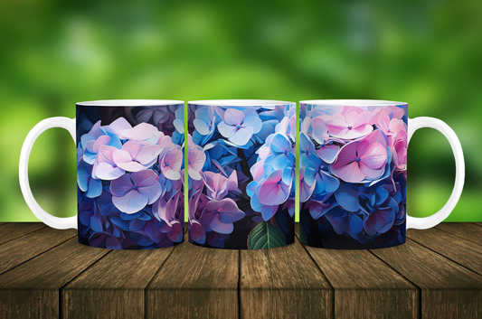 Hydrangea Bloom Mug - 11 oz Ceramic Mug -