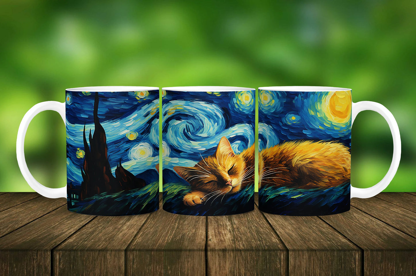 Sleeping Cat Starry Night Mug- 11 oz Ceramic Mug -