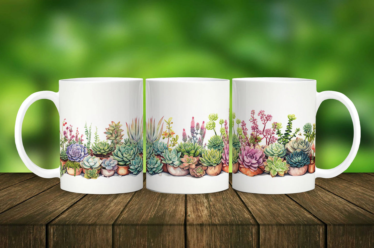 Potted Succulent Plants Mug  - 11 oz Ceramic Coffee Mug