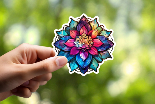 Stained Glass Flower Sticker