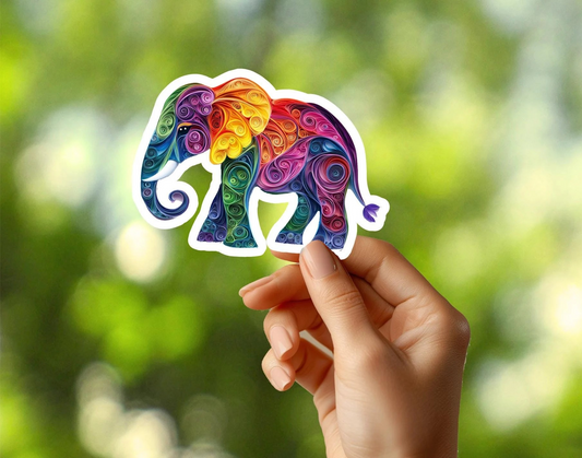 Paper Quill Elephant Sticker