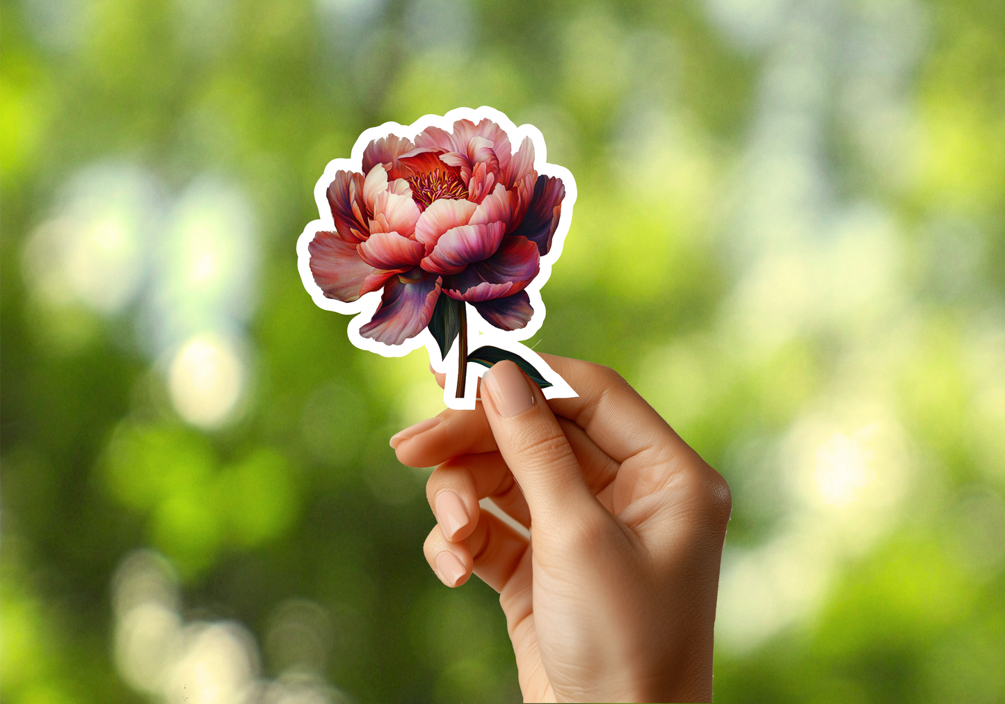 Peach Peony Sticker