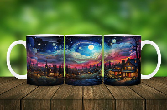 Pink Night Sky Mug - 11pz Ceramic Mug