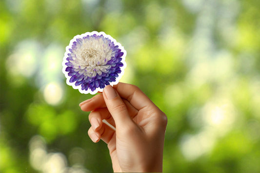 Purple and White Mum Sticker