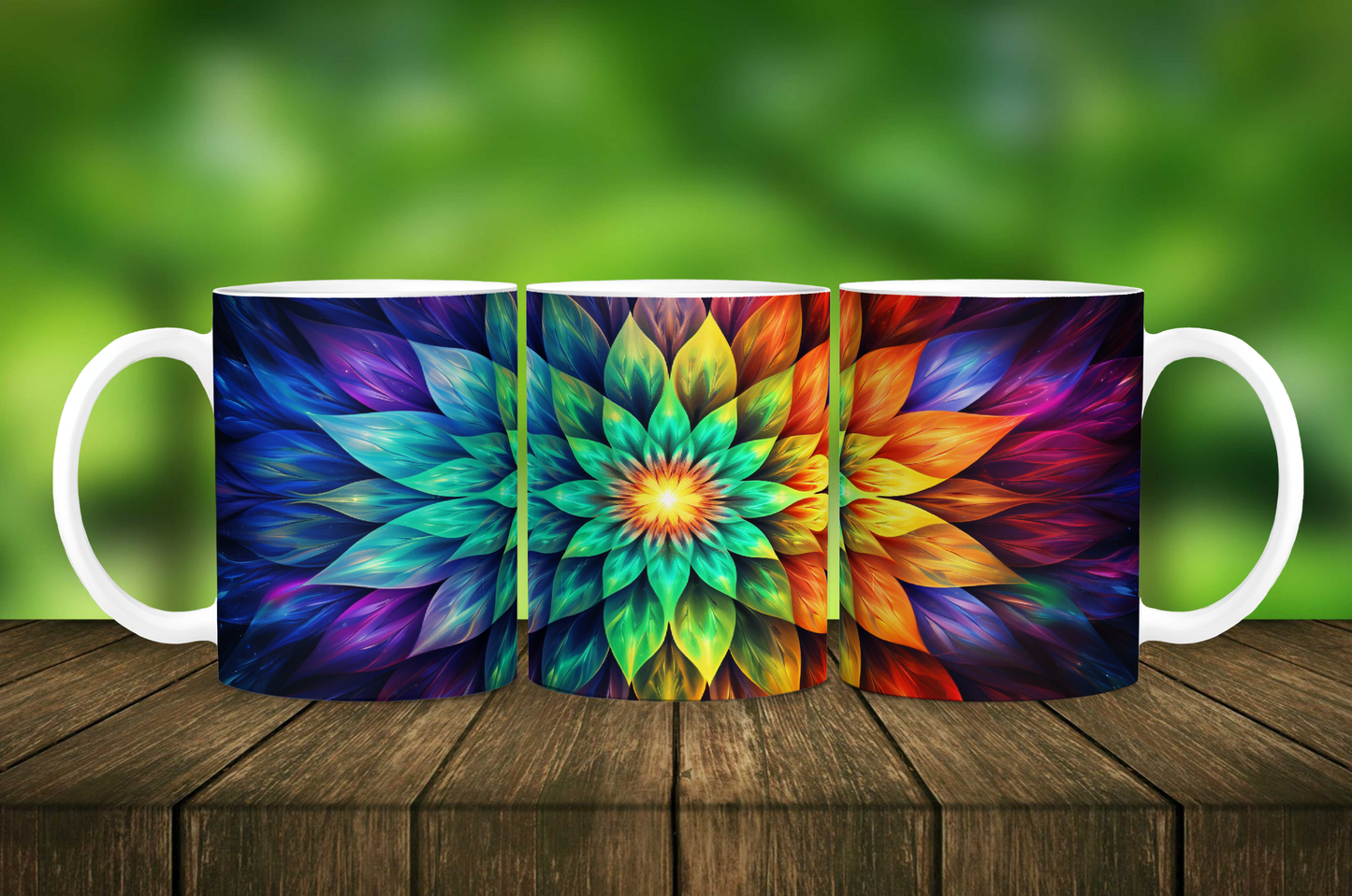 Psychedelic Rainbow Flower Mug