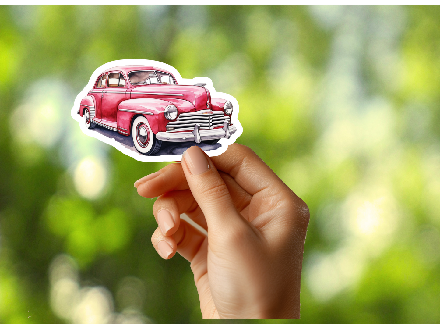 Vintage Red Car Sticker