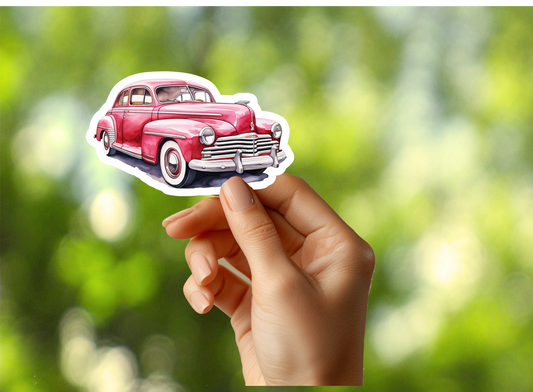Vintage Red Car Sticker