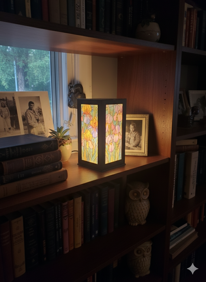 LED Lit Iris Art Lantern