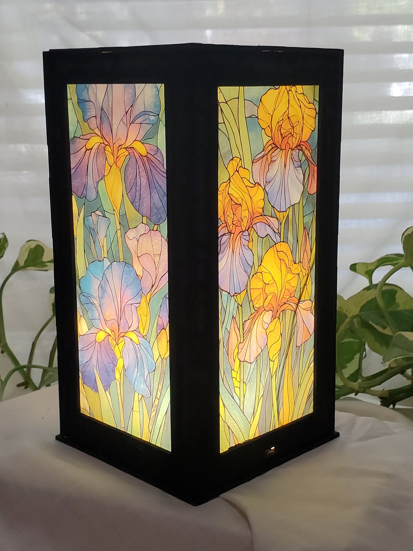 LED Lit Iris Art Lantern