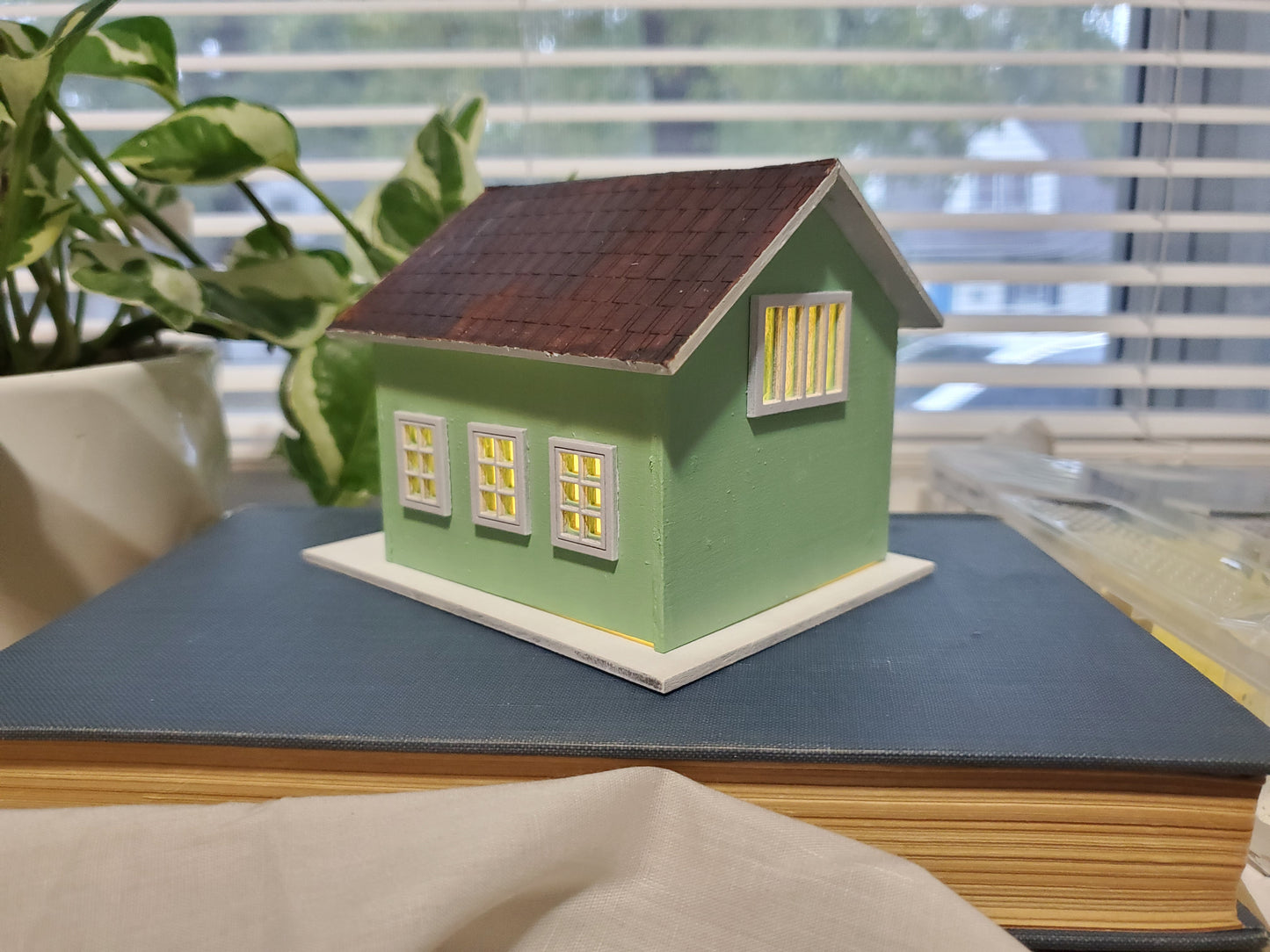 Modern Miniature House – The Spruce Street Home | Tiny Laser-Cut Decor | Minimalist Desk or Plant Shelf Accent