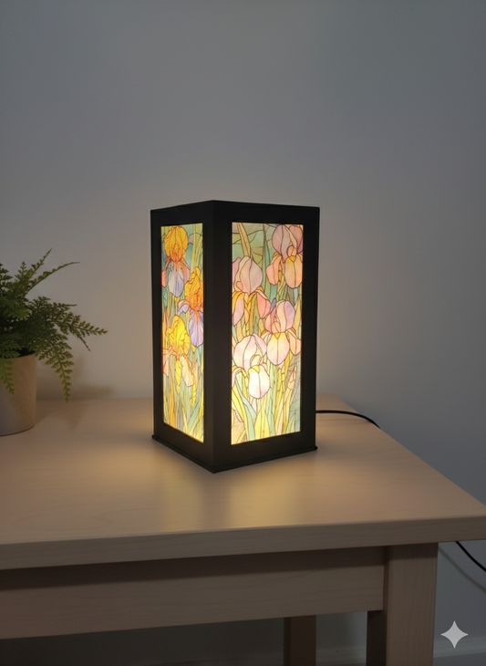 LED Lit Iris Art Lantern