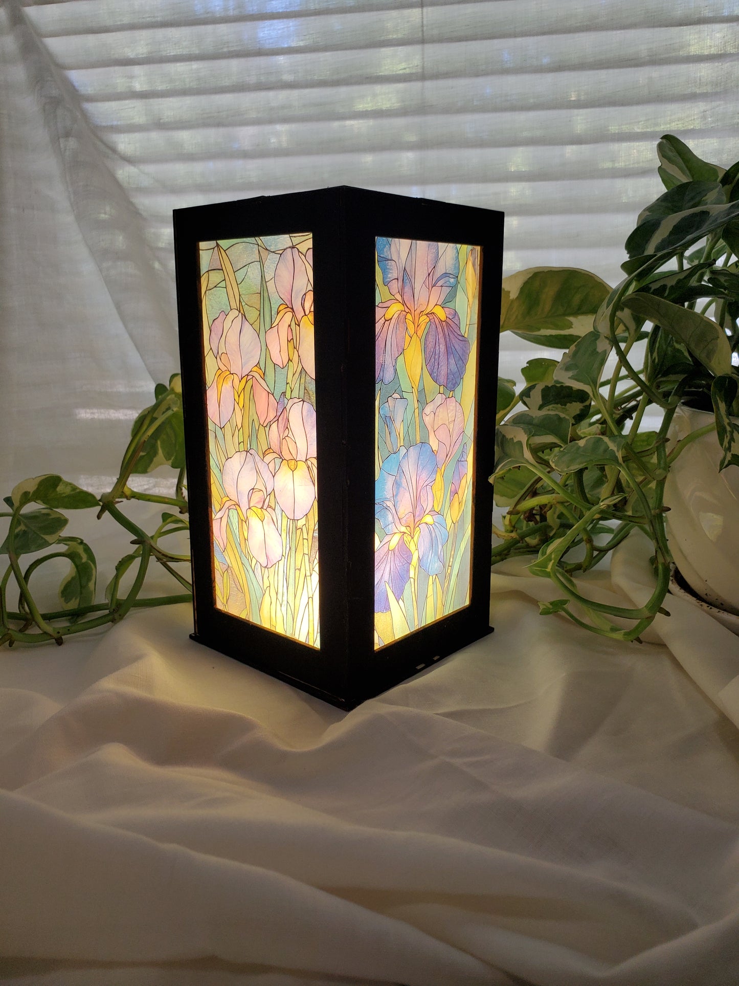LED Lit Iris Art Lantern