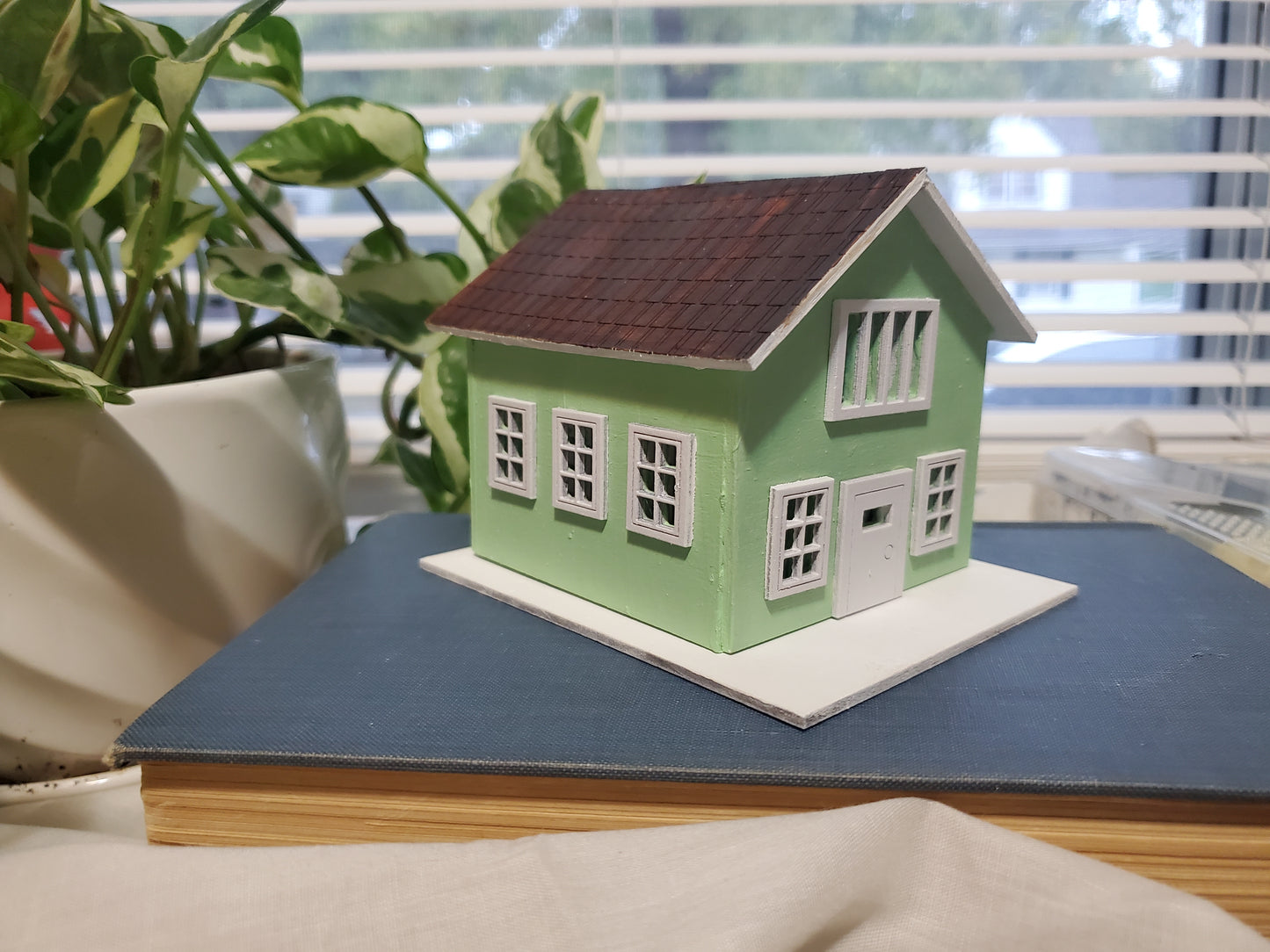 Modern Miniature House – The Spruce Street Home | Tiny Laser-Cut Decor | Minimalist Desk or Plant Shelf Accent