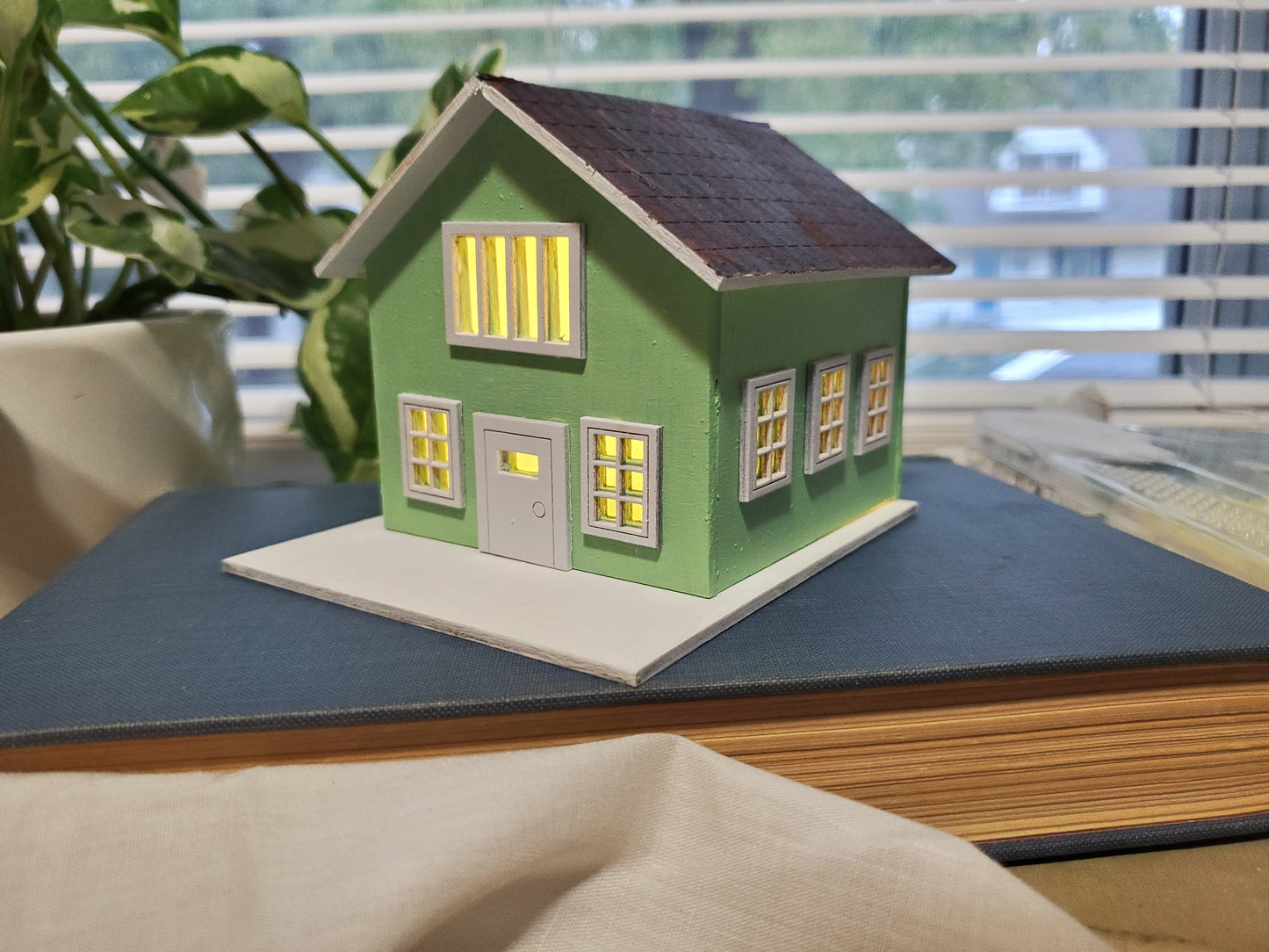 Modern Miniature House – The Spruce Street Home | Tiny Laser-Cut Decor | Minimalist Desk or Plant Shelf Accent