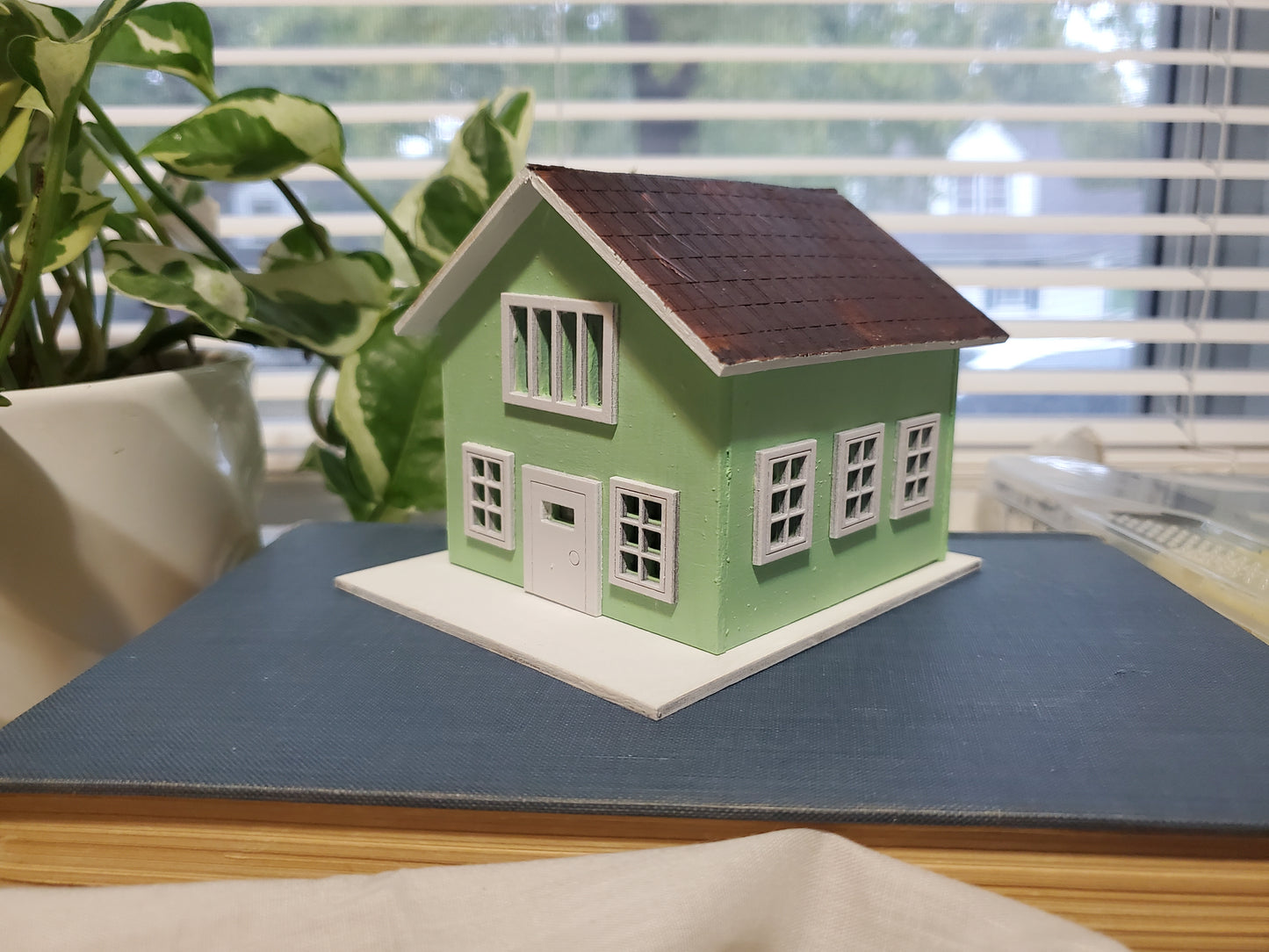 Modern Miniature House – The Spruce Street Home | Tiny Laser-Cut Decor | Minimalist Desk or Plant Shelf Accent